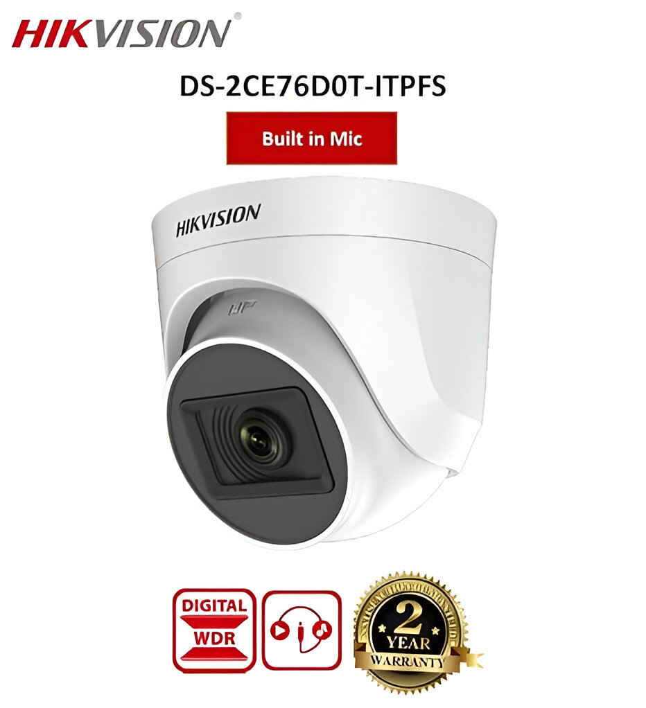 Hikvision 2MP Regular HD Dome Camera 2.8mm With Audio (2CE76D0T-ITPFS) view 2